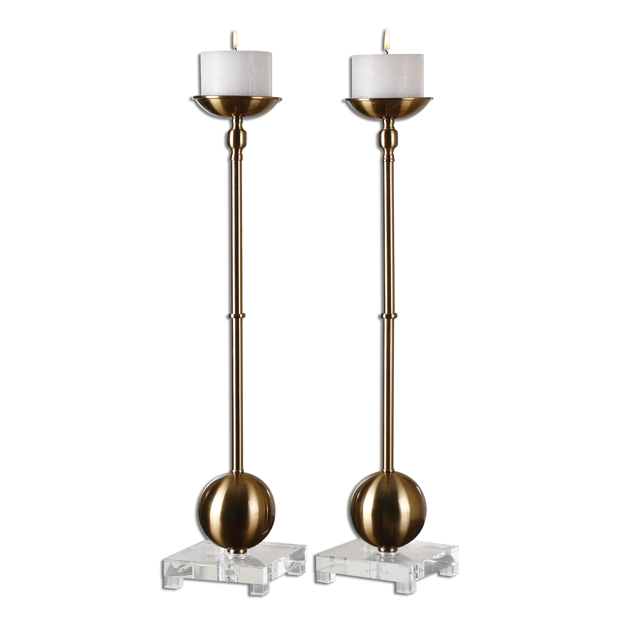 Online Designer Living Room Laton Brass Candleholders S/2