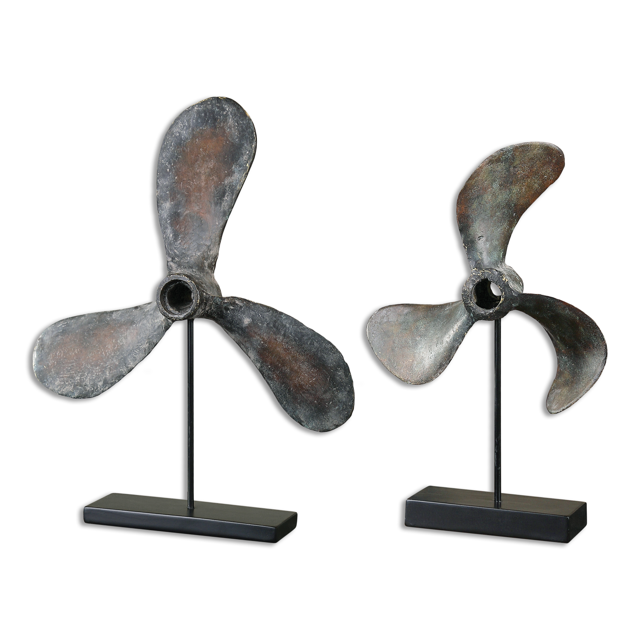 Online Designer Living Room Propellers Rust Sculptures, S/2