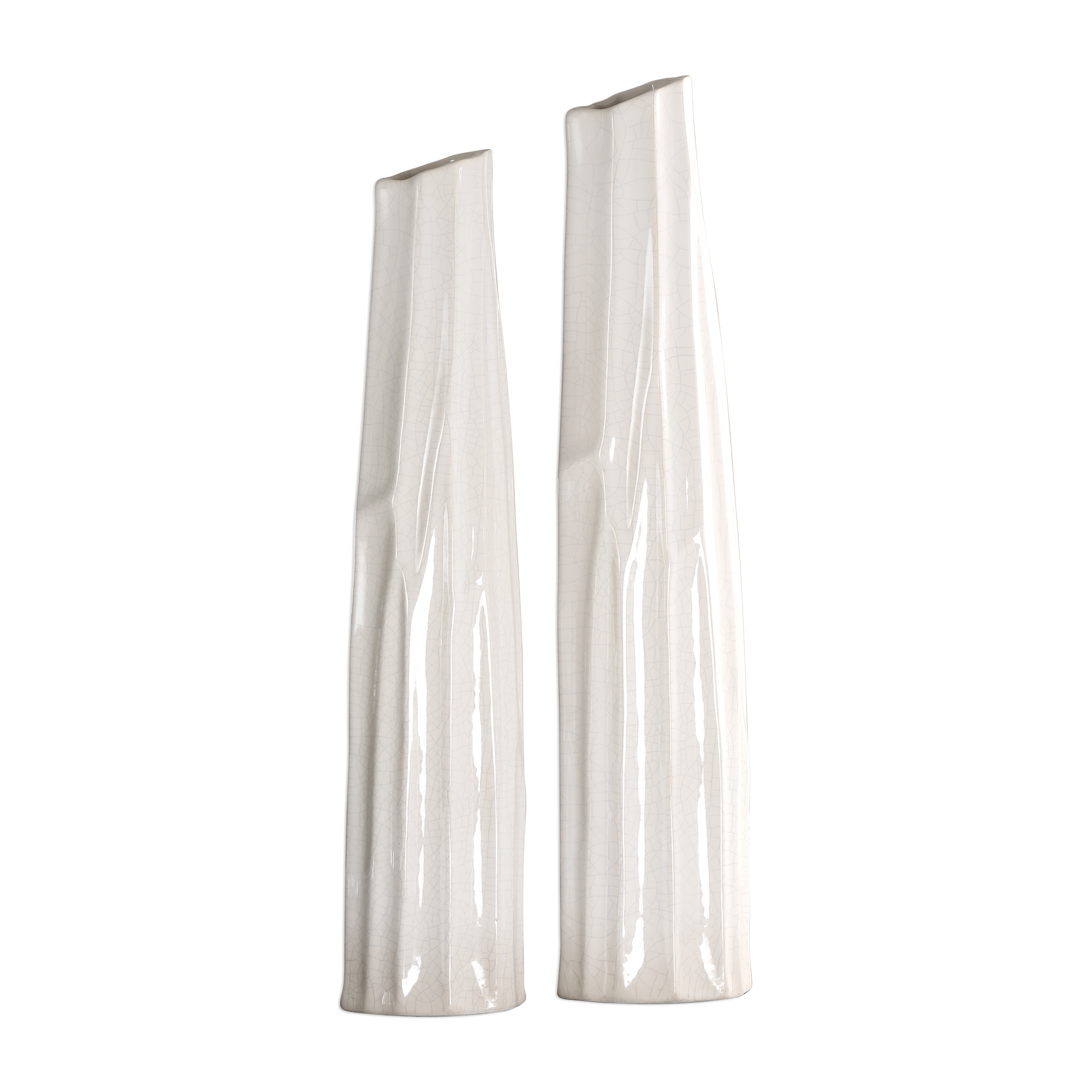 Online Designer Living Room Kenley Crackled White Vases S/2
