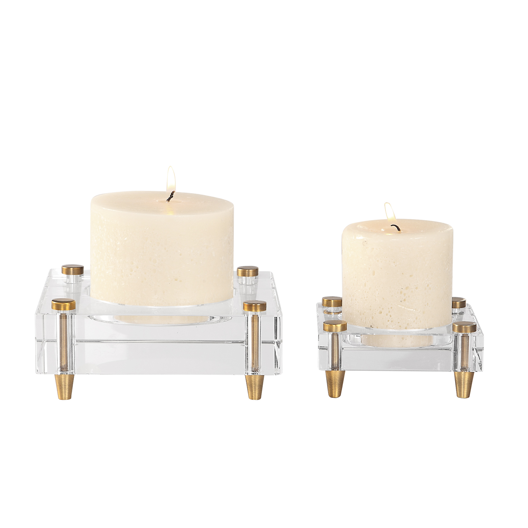 Online Designer Combined Living/Dining Claire Crystal Block Candleholders, S/2