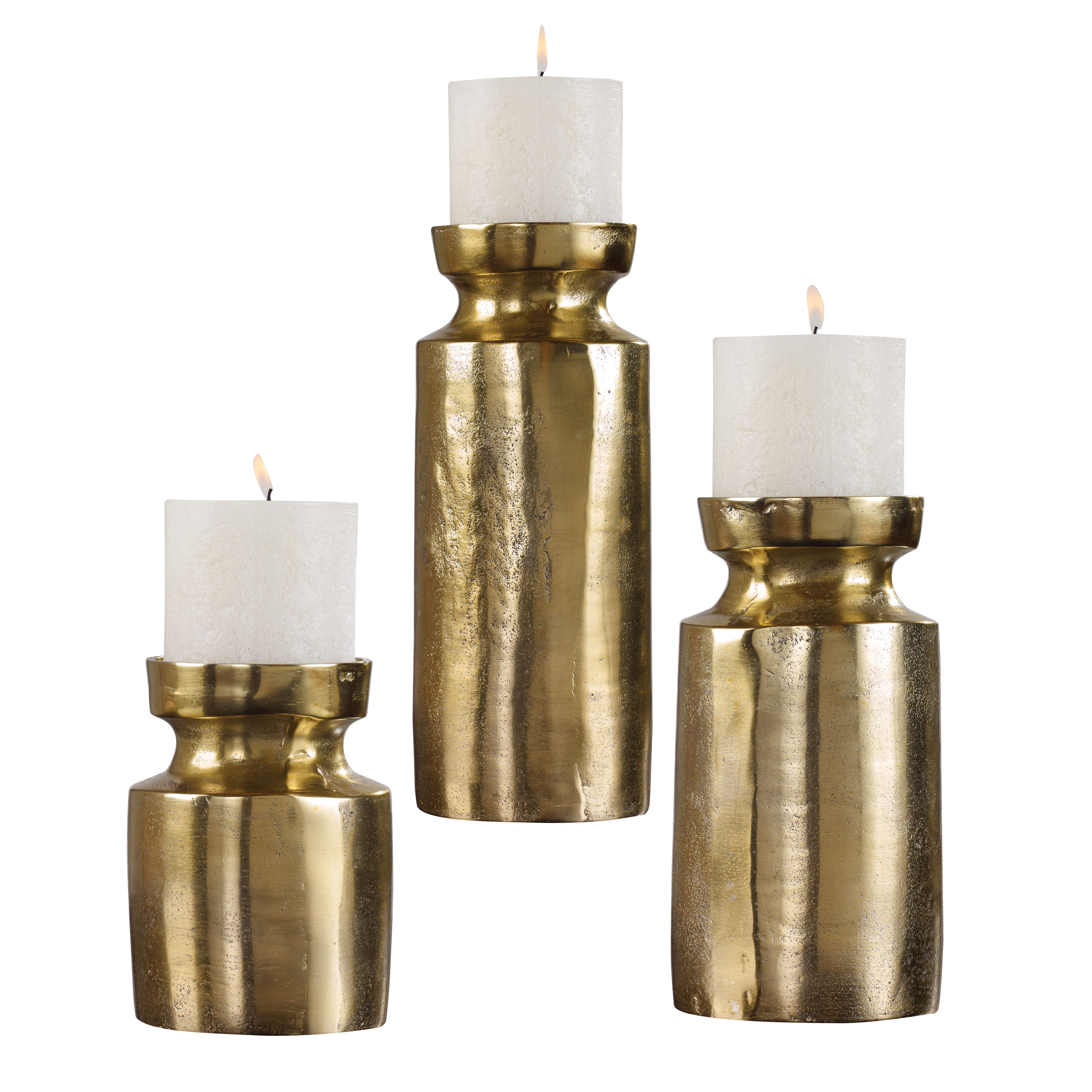 Online Designer Bedroom Amina Antique Brass Candleholders Set/3