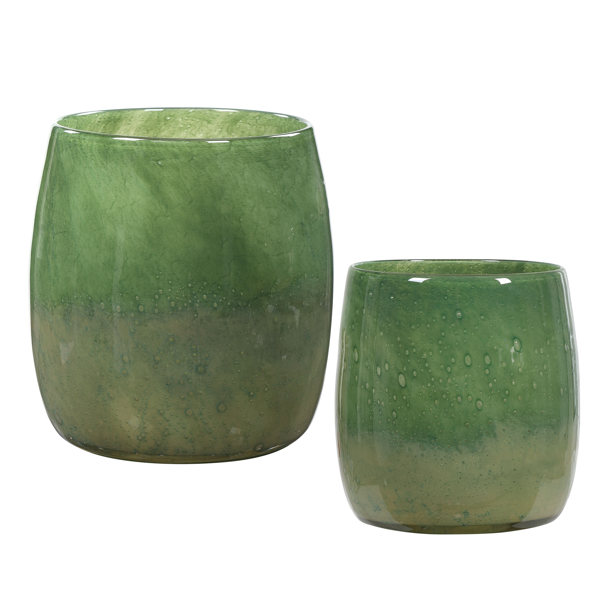 Online Designer Kitchen Matcha Green Glass Vases, S/2