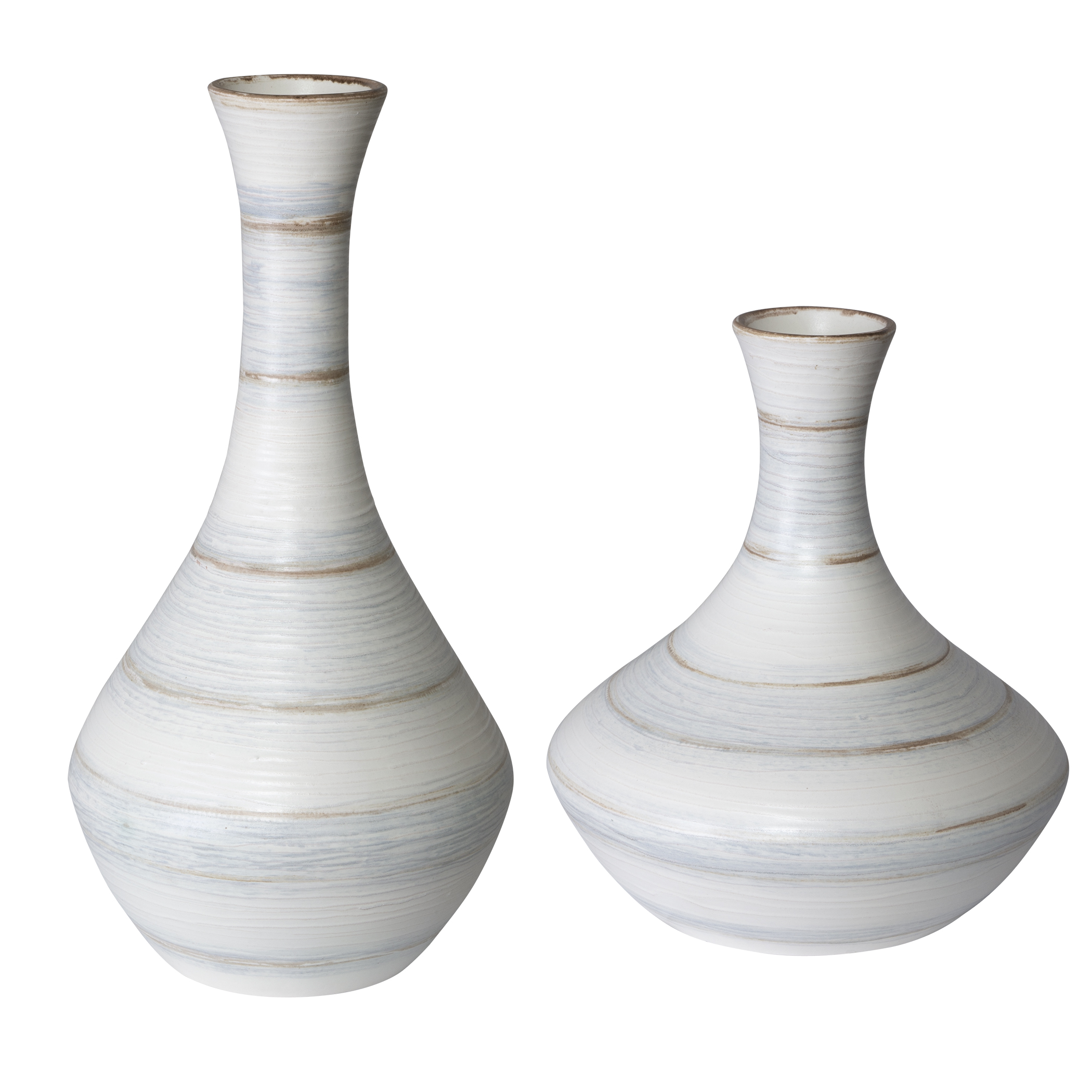 Online Designer Combined Living/Dining Potter Fluted Striped Vases, S/2