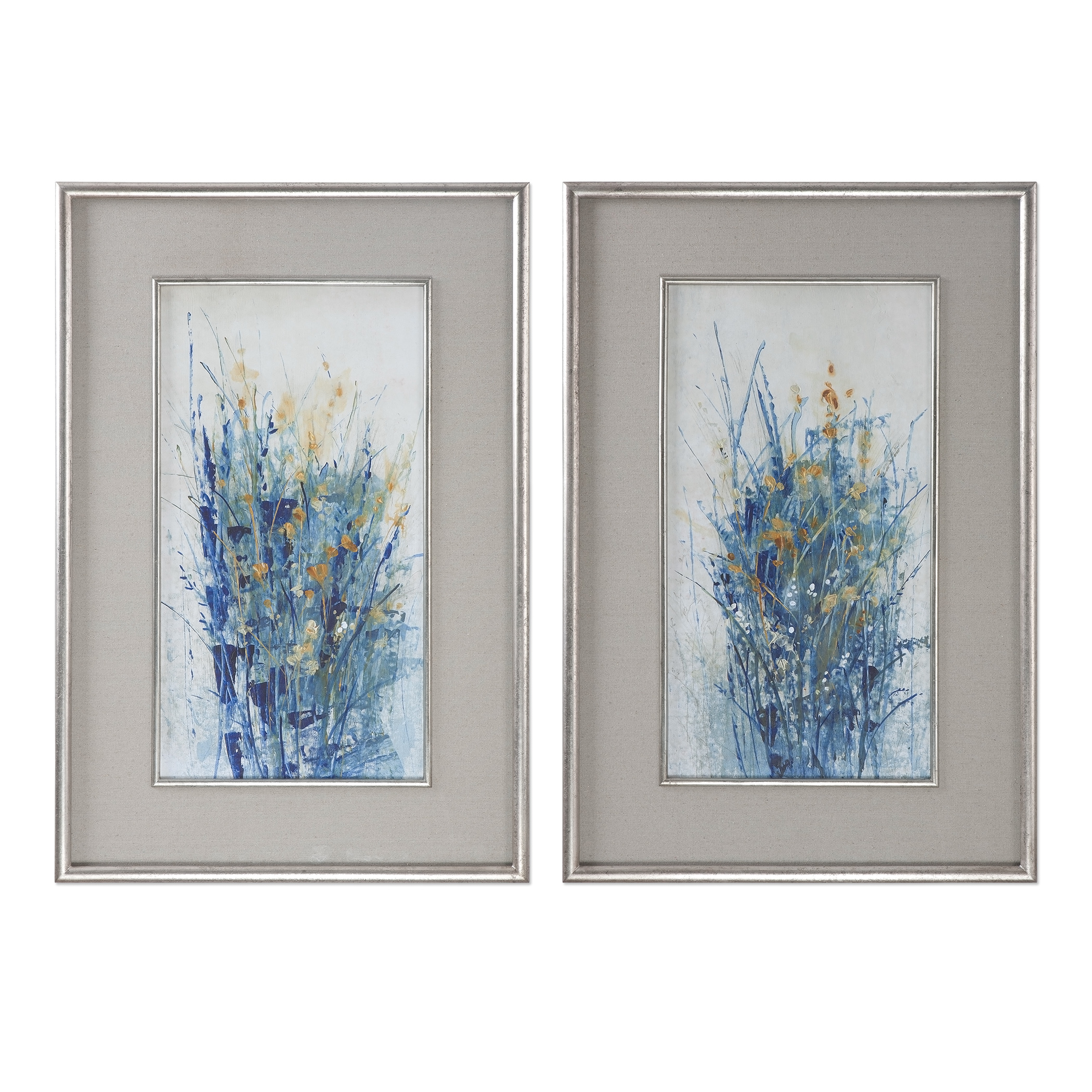 Online Designer Living Room Indigo Florals Framed Art S/2