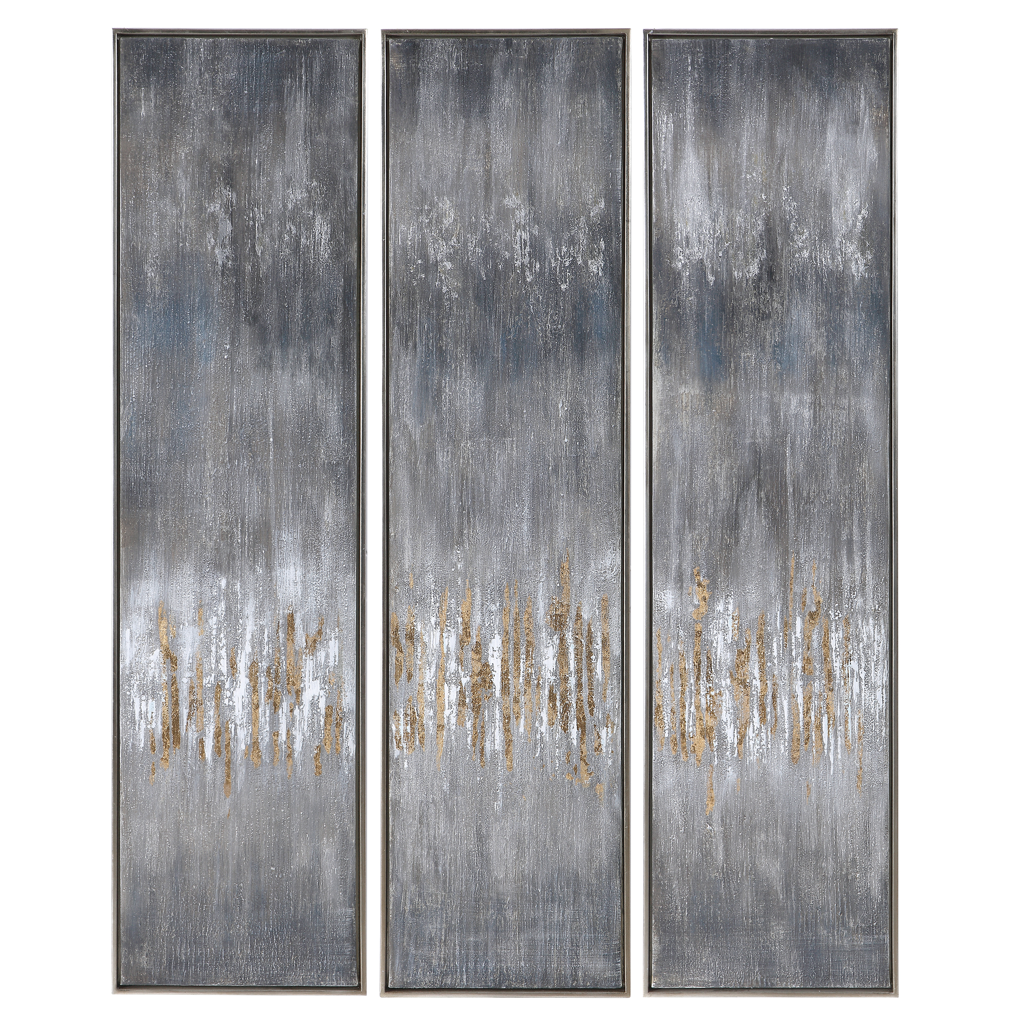 Online Designer Dining Room Gray Showers Hand Painted Canvases, Set/3
