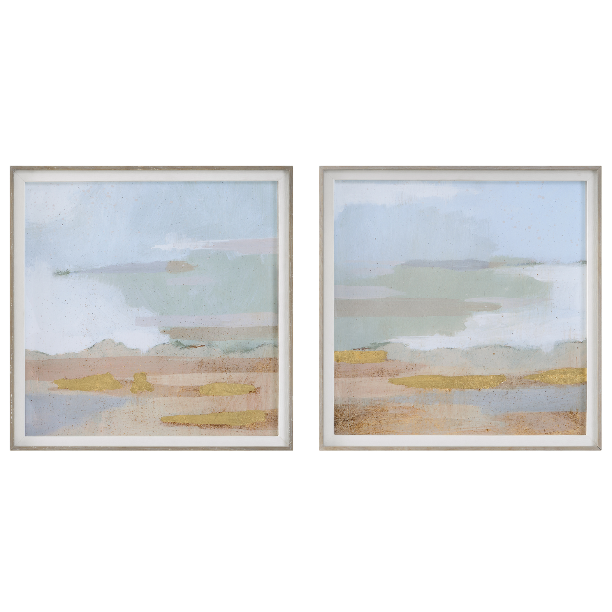 Online Designer Combined Living/Dining Abstract Coastline Framed Prints, S/2