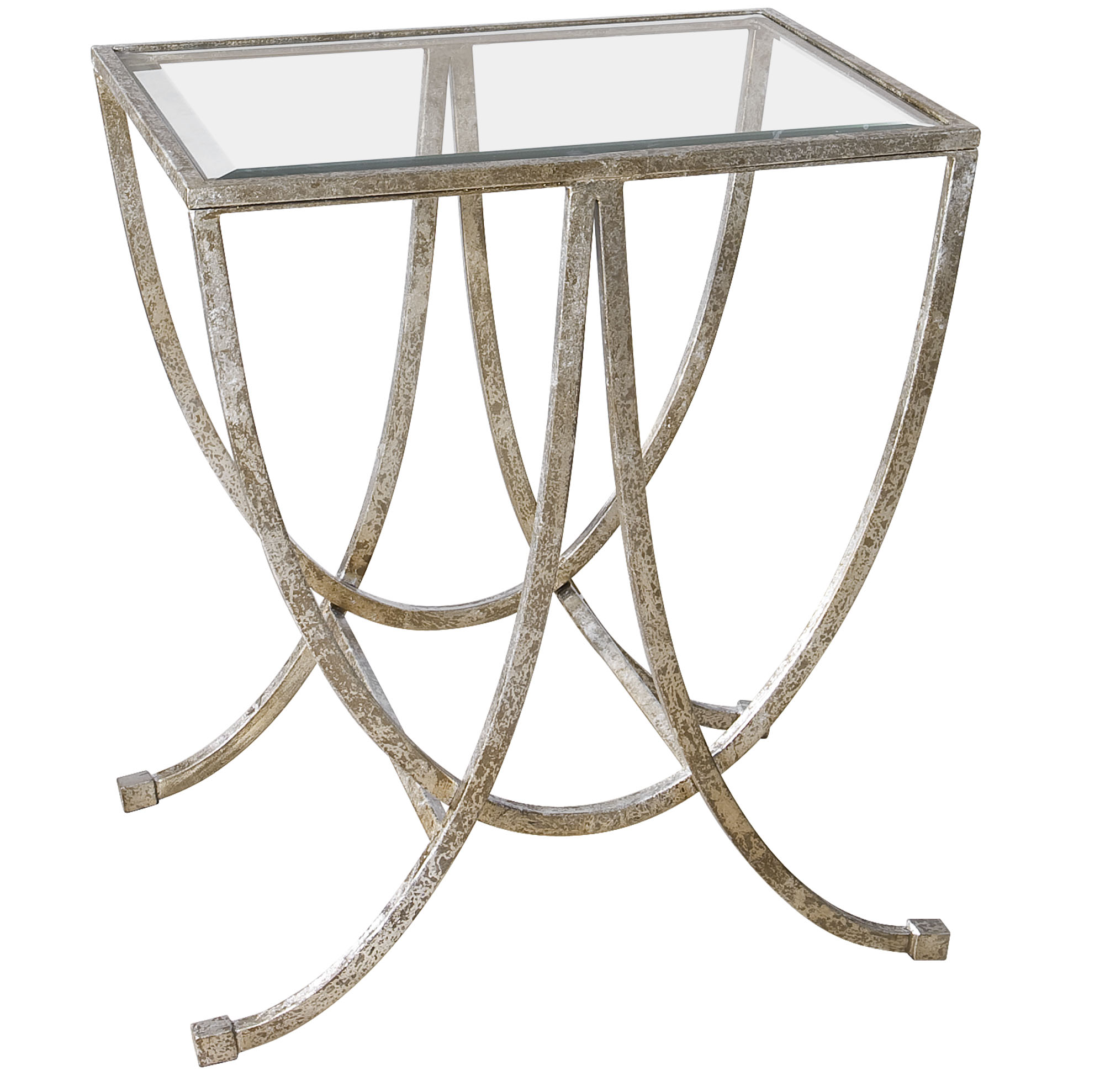 Online Designer Living Room Marta Antiqued Silver Side Table