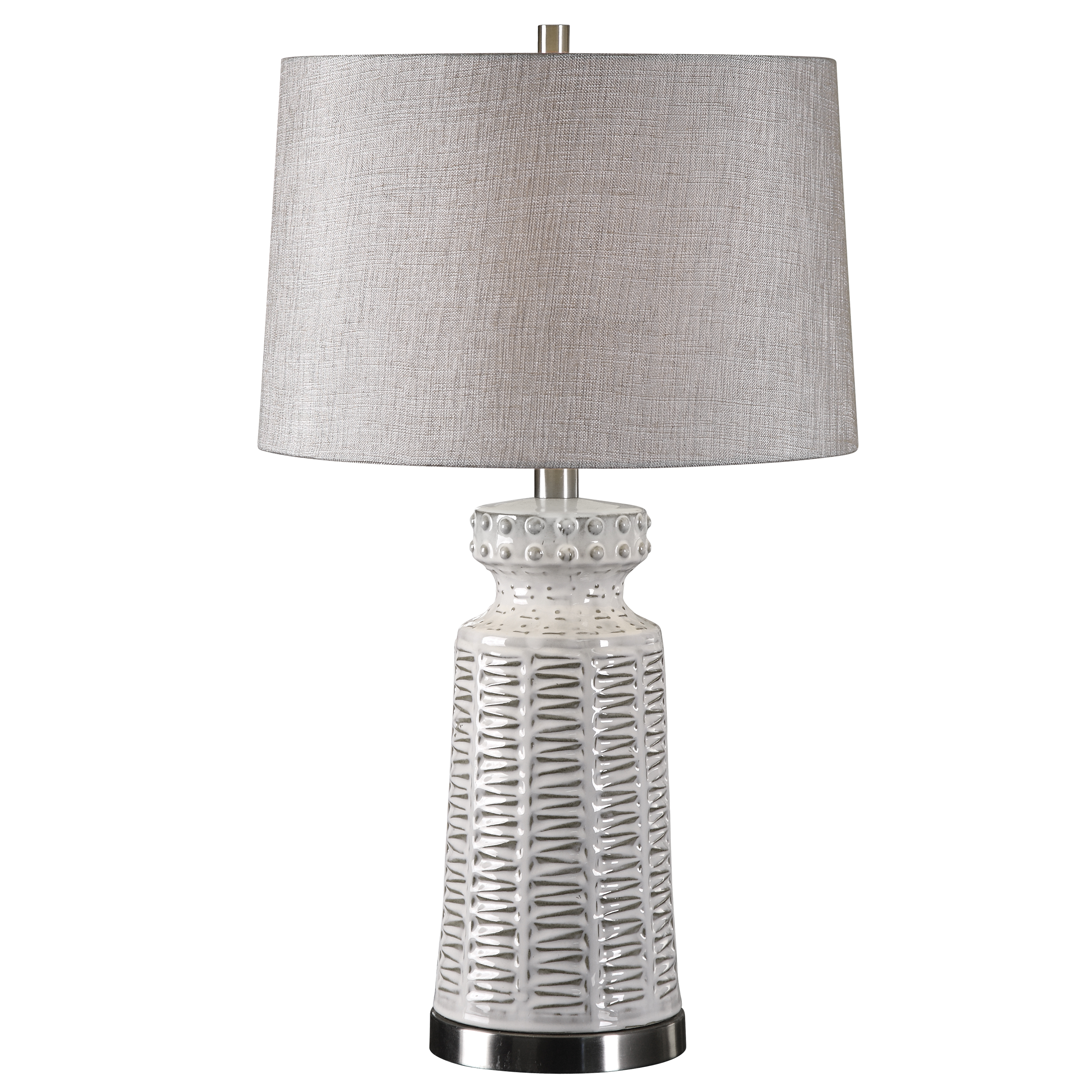 Online Designer Living Room Kansa Distressed White Table Lamp