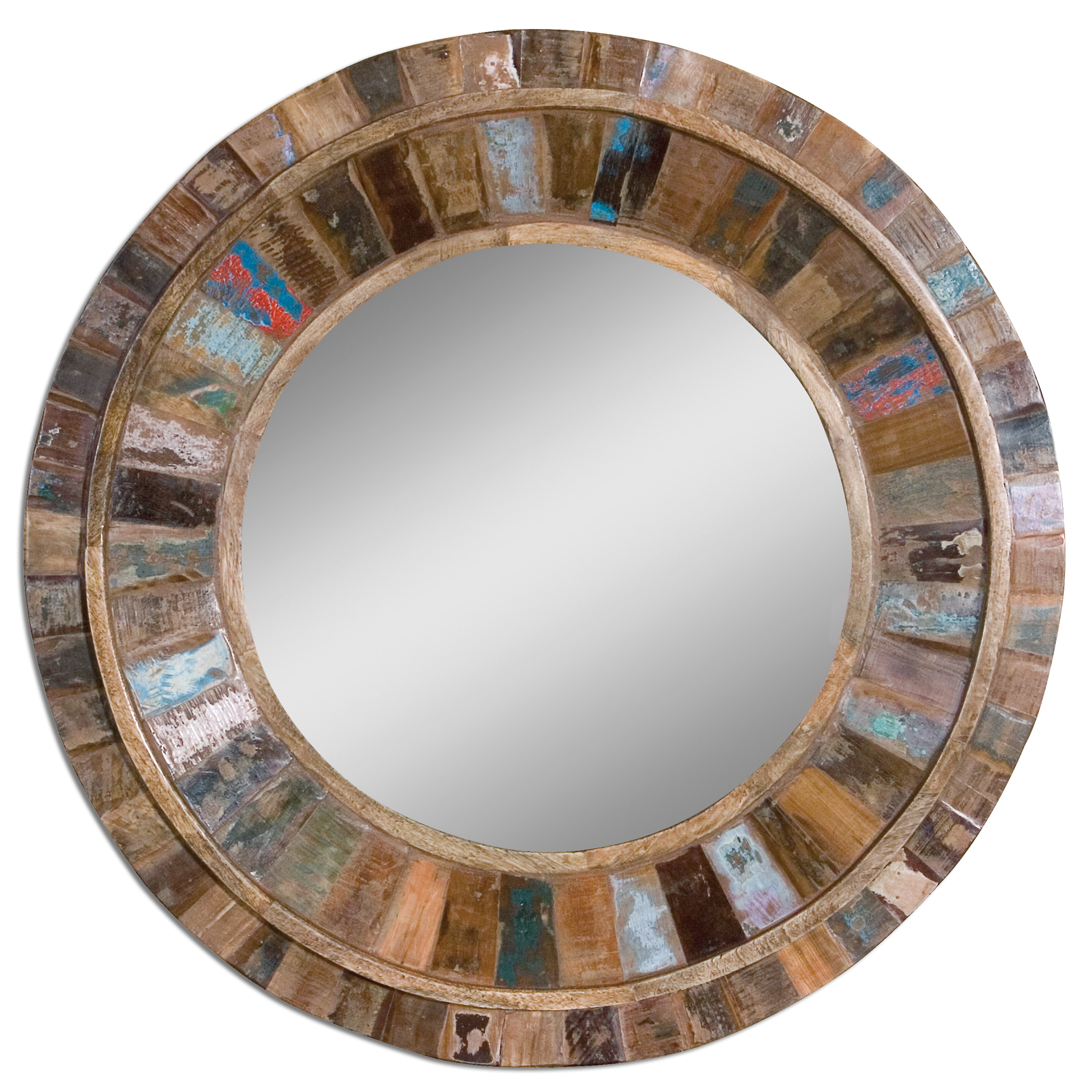 Online Designer Living Room Jeremiah Round Wood Mirror